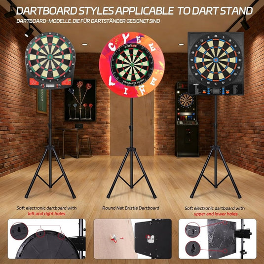 Vrijstaande dartbord standaard van staal voor klassieke en elektronische dartborden – dartstatief – dartbordhouder - happygetfit.com