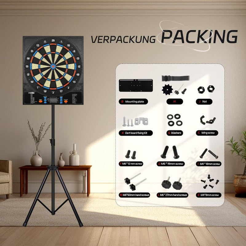 Bild im Galerie-Viewer laden, Vrijstaande dartbord standaard van staal voor klassieke en elektronische dartborden – dartstatief – dartbordhouder - happygetfit.com
