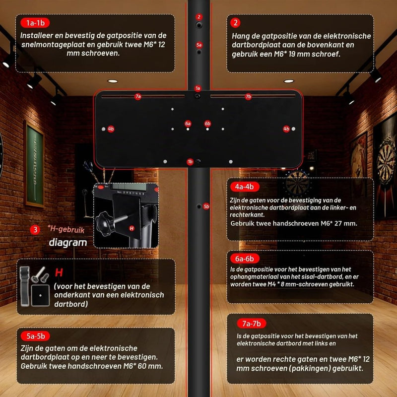 Bild im Galerie-Viewer laden, Vrijstaande dartbord standaard van staal voor klassieke en elektronische dartborden – dartstatief – dartbordhouder - happygetfit.com
