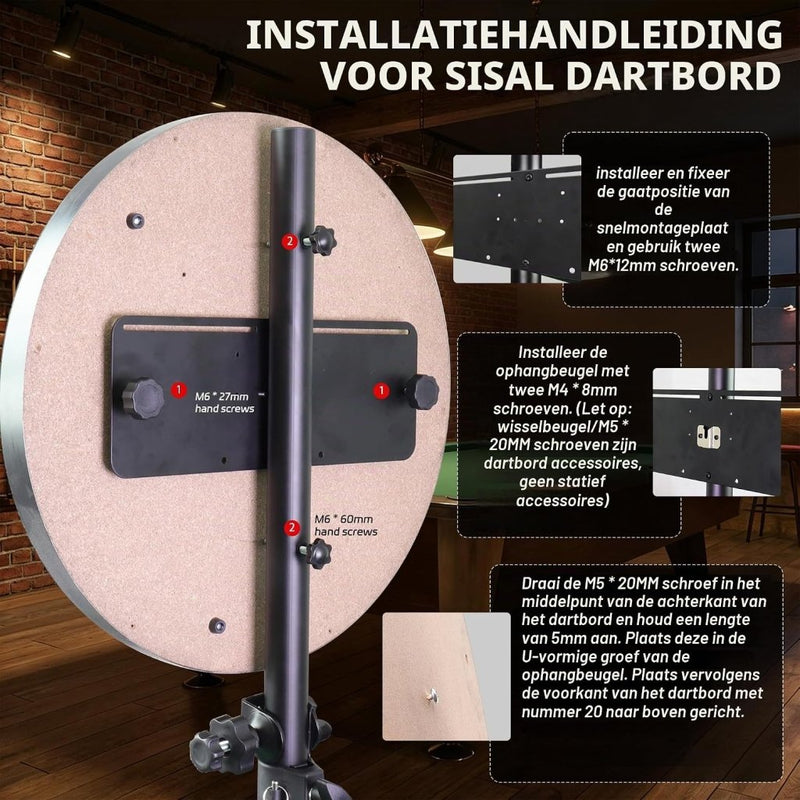 Bild im Galerie-Viewer laden, Vrijstaande dartbord standaard van staal voor klassieke en elektronische dartborden – dartstatief – dartbordhouder - happygetfit.com
