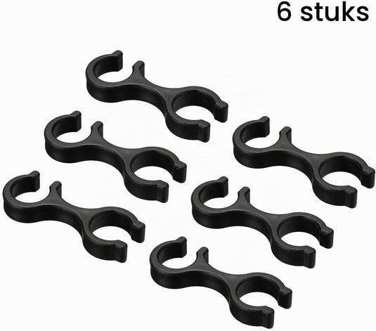 Wandelstok clips 6 stuks voor 16-16,5 mm stokken zwart – trekkingstok houders – wandel accessoires - happygetfit.com