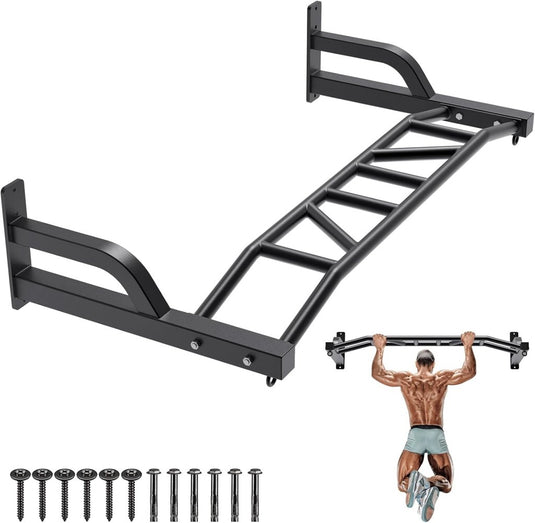 Wandgemonteerde optrekstang 122 cm met meerdere gripposities en ankerpunten – pull-up bar – krachttraining - happygetfit.com
