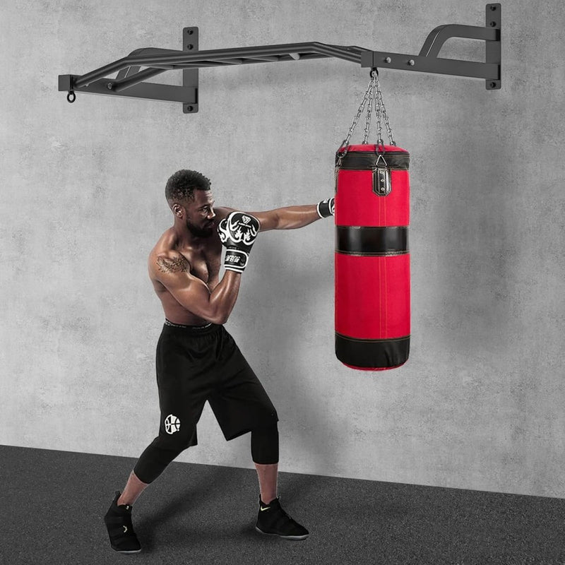 Load image into Gallery viewer, Wandgemonteerde optrekstang 122 cm met meerdere gripposities en ankerpunten – pull-up bar – krachttraining - happygetfit.com

