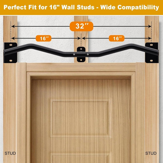 Wandgemonteerde optrekstang 81 cm met meerdere gripposities tot 200 kg – pull-up bar – krachttraining - happygetfit.com