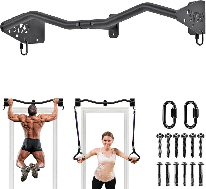 Laad afbeelding in Galerijviewer, Wandgemonteerde optrekstang 81 cm met meerdere gripposities tot 200 kg – pull-up bar – krachttraining - happygetfit.com
