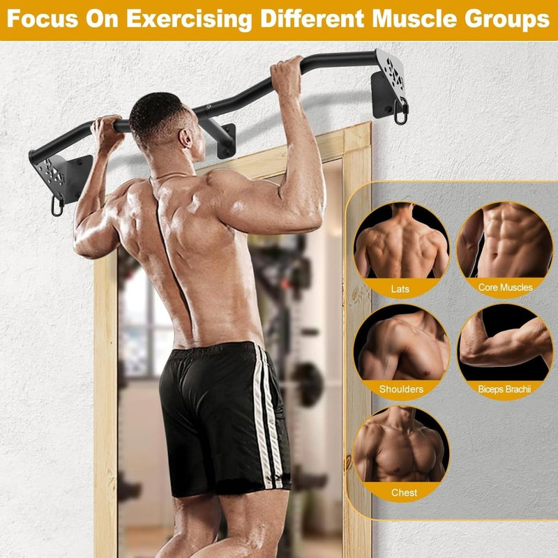 Laad afbeelding in Galerijviewer, Wandgemonteerde optrekstang 81 cm met meerdere gripposities tot 200 kg – pull-up bar – krachttraining - happygetfit.com
