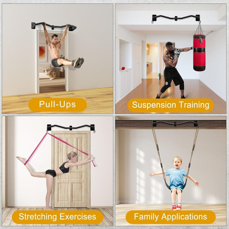 Laad afbeelding in Galerijviewer, Wandgemonteerde optrekstang 81 cm met meerdere gripposities tot 200 kg – pull-up bar – krachttraining - happygetfit.com
