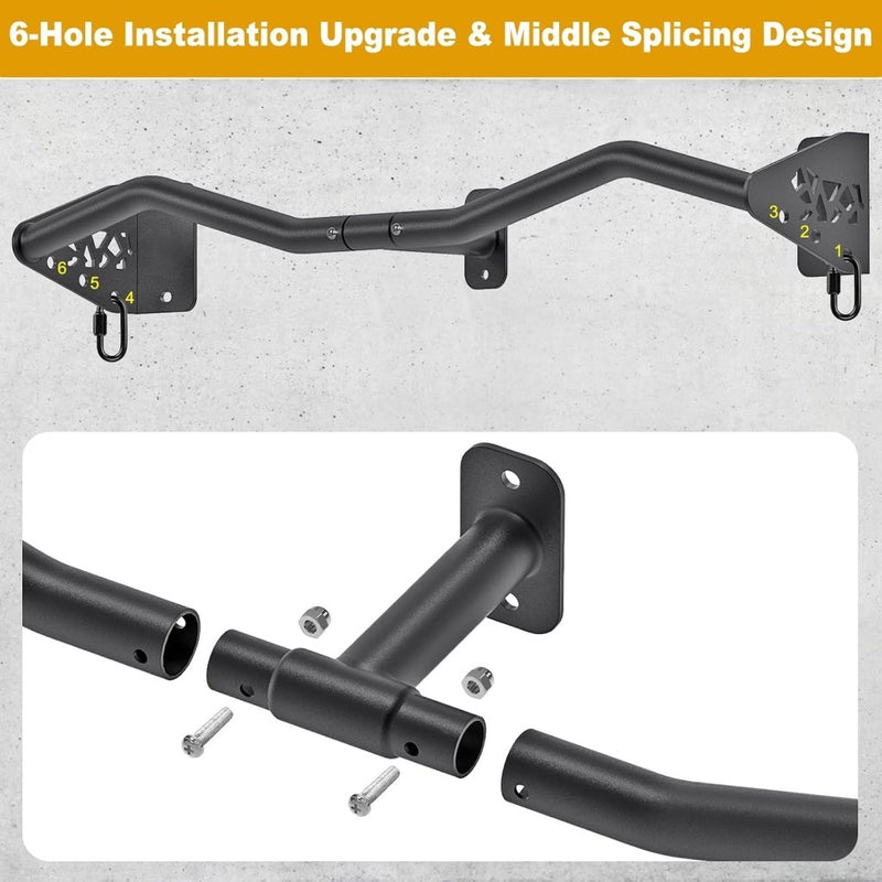 Laad afbeelding in Galerijviewer, Wandgemonteerde optrekstang 81 cm met meerdere gripposities tot 200 kg – pull-up bar – krachttraining - happygetfit.com
