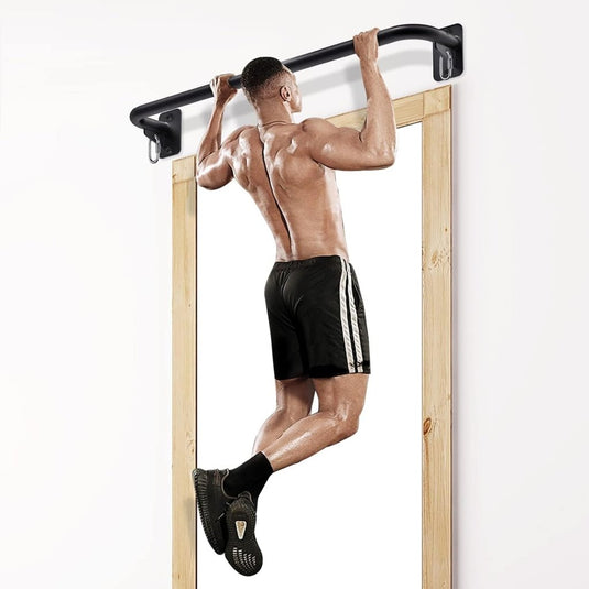 Wandgemonteerde optrekstang met 4 gripposities en accessoireringen tot 227 kg – pull-up bar – krachttraining - happygetfit.com