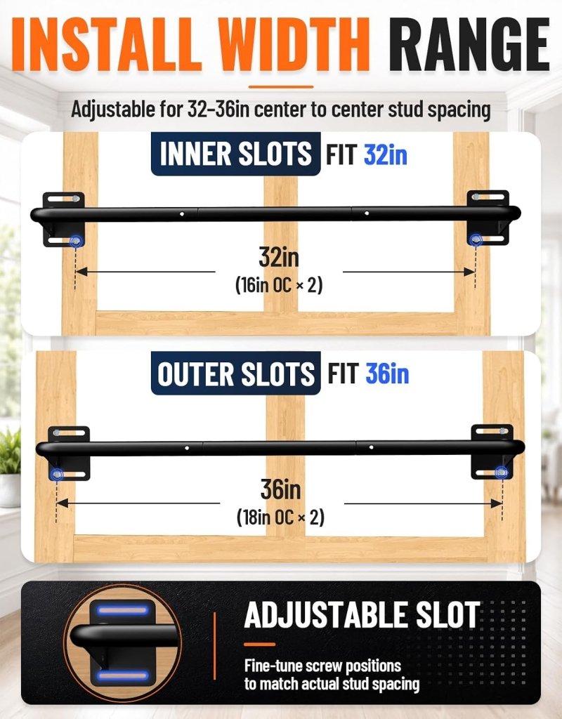 Załaduj obraz do przeglądarki galerii, Wandgemonteerde optrekstang met meerdere gripposities tot 227 kg – pull-up bar – krachttraining - happygetfit.com
