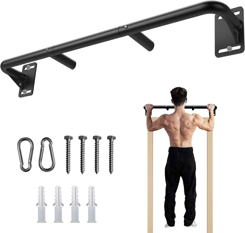 Załaduj obraz do przeglądarki galerii, Wandgemonteerde optrekstang met meerdere gripposities tot 227 kg – pull-up bar – krachttraining - happygetfit.com

