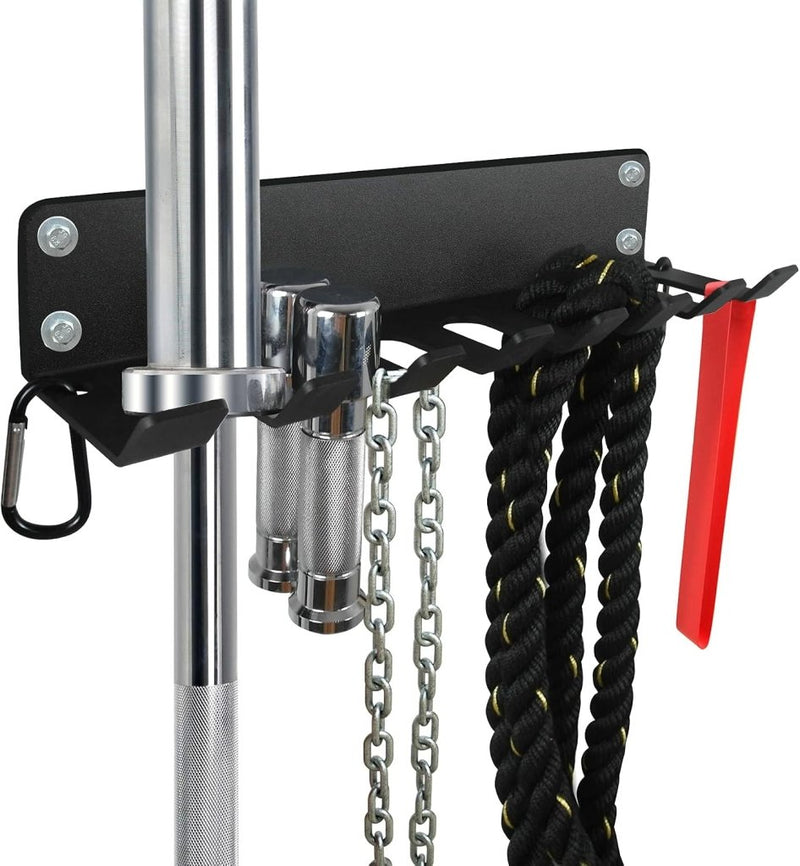 Laad afbeelding in Galerijviewer, Wandrek voor fitnessaccessoires en halterstangen zwart - happygetfit.com
