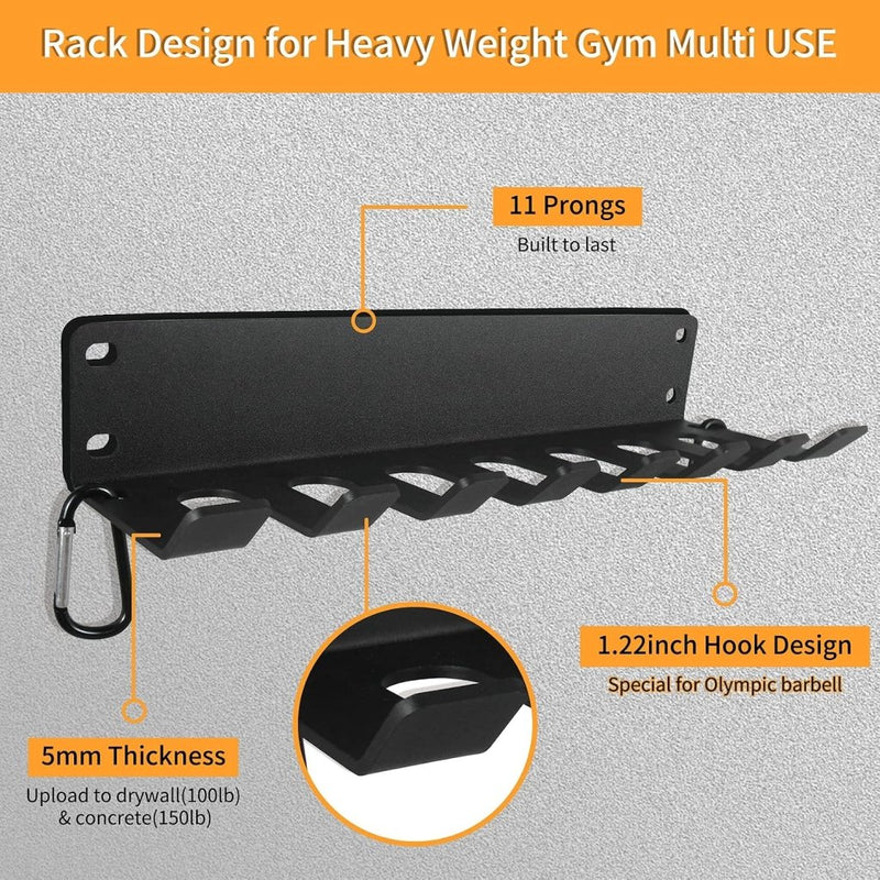 Laad afbeelding in Galerijviewer, Wandrek voor fitnessaccessoires en halterstangen zwart - happygetfit.com
