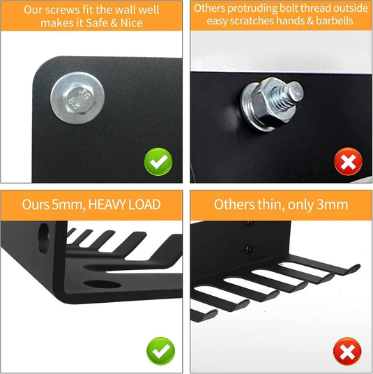Wandrek voor fitnessaccessoires en halterstangen zwart - happygetfit.com