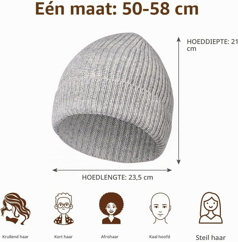 Load image in Gallery Viewer, Warme wintermuts van 100% merinowol voor dames en heren met hoofdomtrek 50-58 cm – thermomuts – skikleding - happygetfit.com
