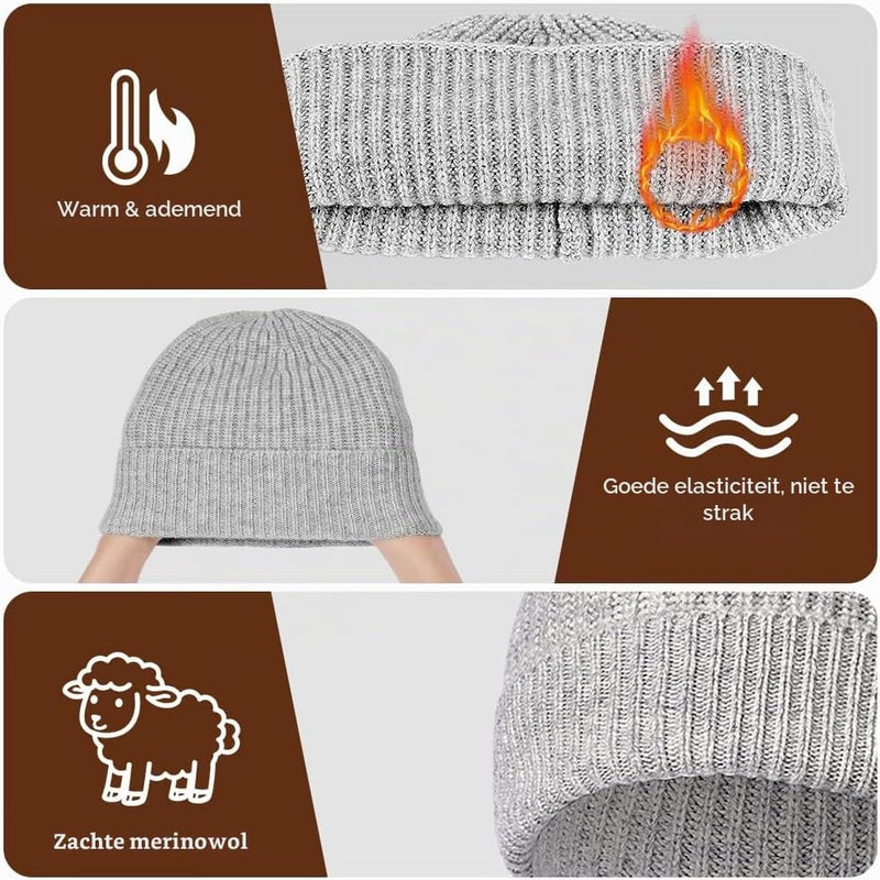 Load image in Gallery Viewer, Warme wintermuts van 100% merinowol voor dames en heren met hoofdomtrek 50-58 cm – thermomuts – skikleding - happygetfit.com
