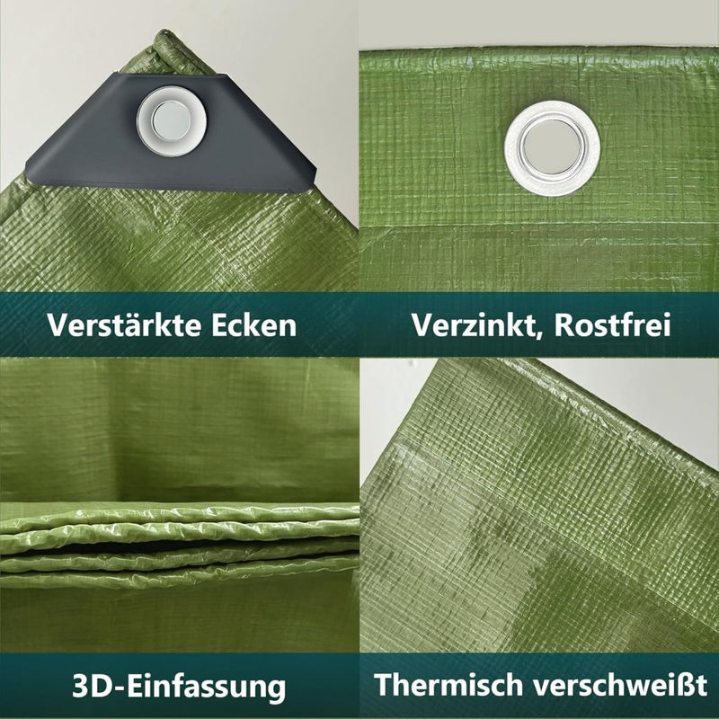 Laad afbeelding in Galerijviewer, Waterdicht afdekzeil 2 x 5 meter 180 g/m² met versterkte randen – dekzeil – beschermzeil - happygetfit.com
