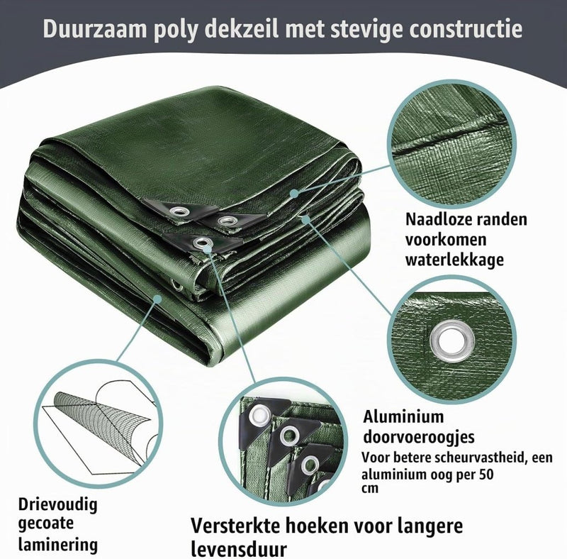 Laad afbeelding in Galerijviewer, Waterdicht afdekzeil 2 x 6 meter 120 g/m² met ogen – PE dekzeil – beschermzeil - happygetfit.com
