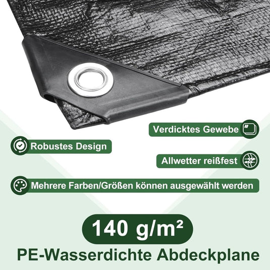 Waterdicht afdekzeil 2 x 6 meter 120 g/m² met ogen – PE dekzeil – beschermzeil - happygetfit.com