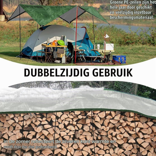 Waterdicht afdekzeil 2 x 6 meter 120 g/m² met ogen – PE dekzeil – beschermzeil - happygetfit.com