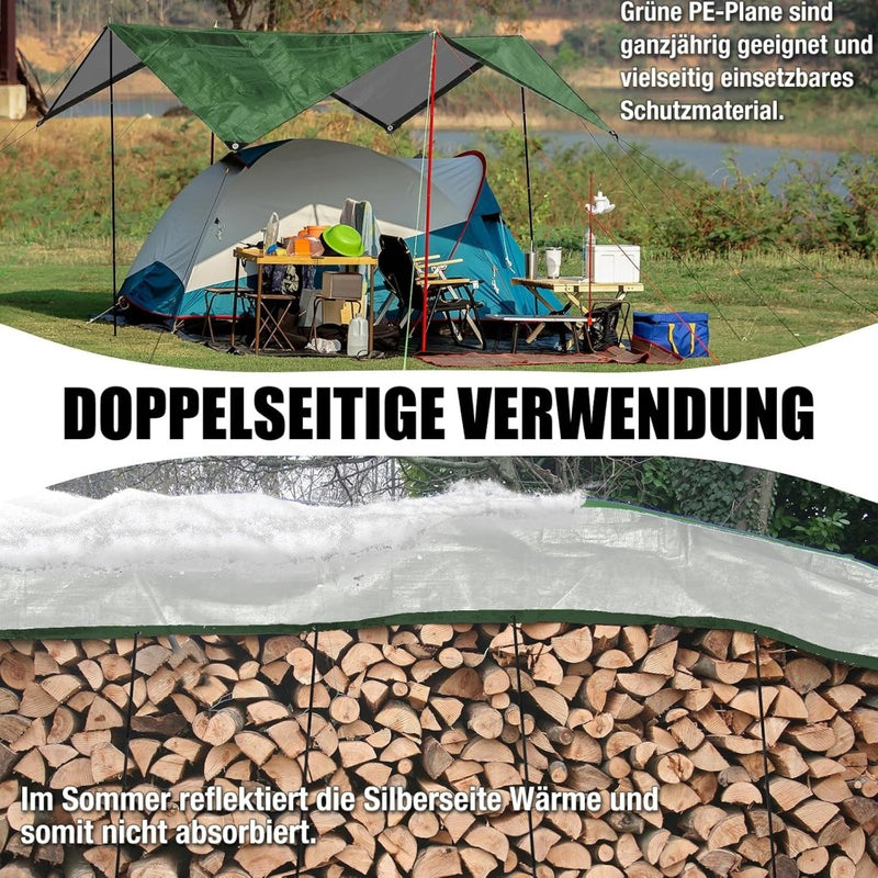 Laad afbeelding in Galerijviewer, Waterdicht afdekzeil 2 x 6 meter 120 g/m² met ogen – PE dekzeil – beschermzeil - happygetfit.com
