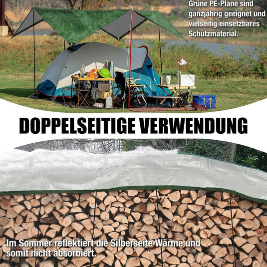 Waterdicht afdekzeil 2 x 6 meter 120 g/m² met ogen – PE dekzeil – beschermzeil - happygetfit.com