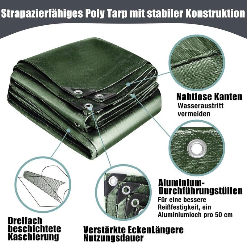 Laad afbeelding in Galerijviewer, Waterdicht afdekzeil 2 x 6 meter 120 g/m² met ogen – PE dekzeil – beschermzeil - happygetfit.com
