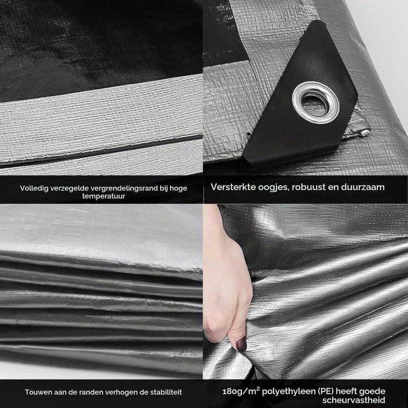 Carica immagine in Galleria Viewer, Waterdicht afdekzeil 4 x 5 meter 180 g/m² met ogen groen-zilver – PE dekzeil – beschermzeil - happygetfit.com
