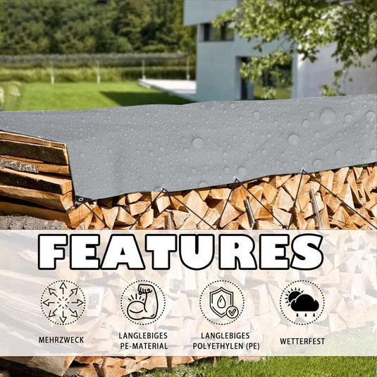 Waterdicht afdekzeil 4 x 5 meter 180 g/m² met ogen groen-zilver – PE dekzeil – beschermzeil - happygetfit.com