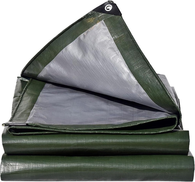 Carica immagine in Galleria Viewer, Waterdicht afdekzeil 4 x 5 meter 180 g/m² met ogen groen-zilver – PE dekzeil – beschermzeil - happygetfit.com
