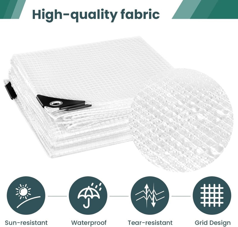 Carica immagine in Galleria Viewer, Waterdicht afdekzeil 4 x 6 meter 140 g/m² transparant met ogen – PE dekzeil – beschermzeil - happygetfit.com
