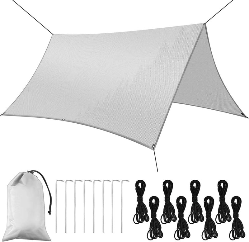 Charger l’image dans la visionneuse de galerie, Waterdicht tentzeil 3 x 3 meter van 210D polyester met 8 haringen en scheerlijnen – kampeertarp – hangmatbescherming - happygetfit.com
