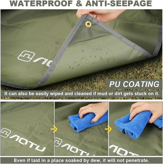 Waterdicht tentzeil 3 x 3 meter van 210D polyester met 8 haringen en scheerlijnen – kampeertarp – hangmatbescherming - happygetfit.com