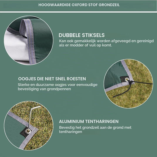 Waterdicht tentzeil 3 x 3 meter van 210D polyester met 8 haringen en scheerlijnen – kampeertarp – hangmatbescherming - happygetfit.com