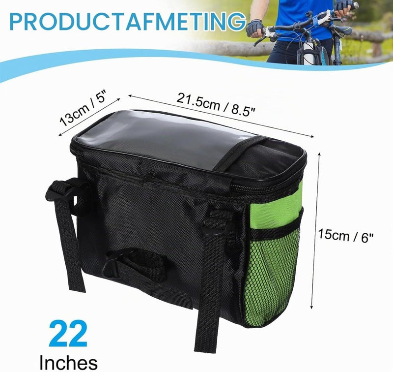 Load image into Gallery viewer, Waterdichte fietsstuurtas 21,5x13x15 cm - Fietstas frame &amp; stuur met reflectie - Fietsmand &amp; schoudertas mountainbike - happygetfit.com
