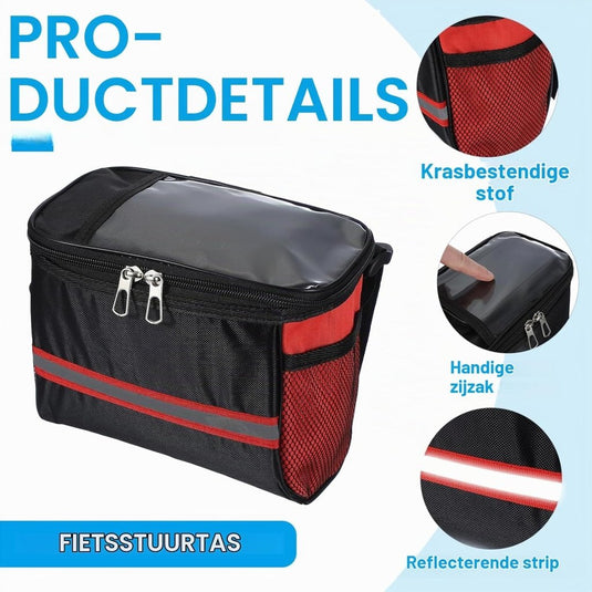 Waterdichte fietsstuurtas 21,5x13x15 cm - Fietstas frame & stuur met reflectie - Fietsmand & schoudertas mountainbike - happygetfit.com