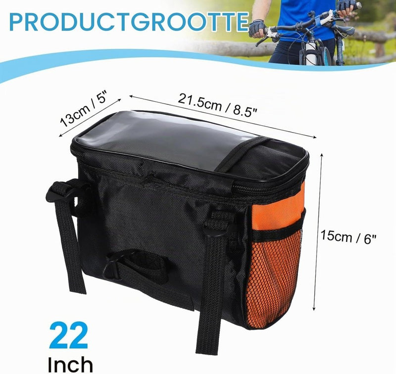 Load image into Gallery viewer, Waterdichte fietsstuurtas 21,5x13x15 cm - Fietstas frame &amp; stuur met reflectie - Fietsmand &amp; schoudertas mountainbike - happygetfit.com
