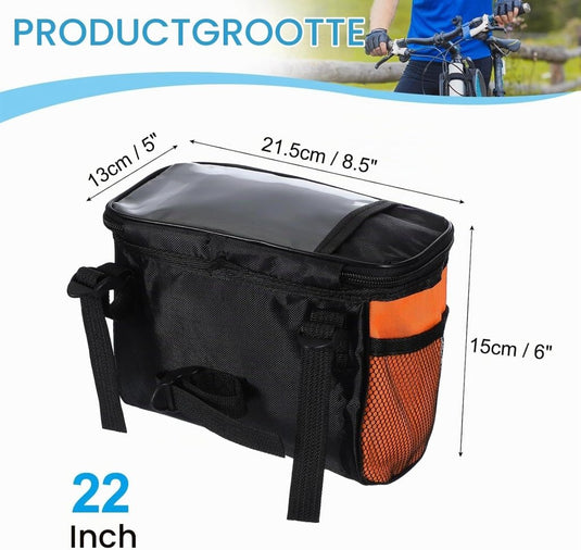 Waterdichte fietsstuurtas 21,5x13x15 cm - Fietstas frame & stuur met reflectie - Fietsmand & schoudertas mountainbike - happygetfit.com