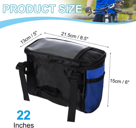 Waterdichte fietsstuurtas 21,5x13x15 cm - Fietstas frame & stuur met reflectie - Fietsmand & schoudertas mountainbike - happygetfit.com