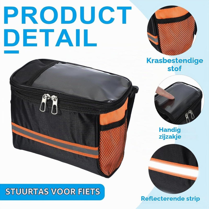 Load image into Gallery viewer, Waterdichte fietsstuurtas 21,5x13x15 cm - Fietstas frame &amp; stuur met reflectie - Fietsmand &amp; schoudertas mountainbike - happygetfit.com
