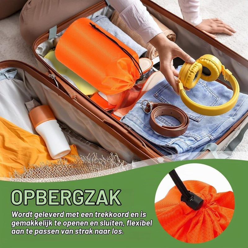 Laden Sie das Bild in Galerie -Viewer, Waterdichte opbergzak 11 x 20 cm met trekkoord oranje – stuff sack – camping accessoires - happygetfit.com
