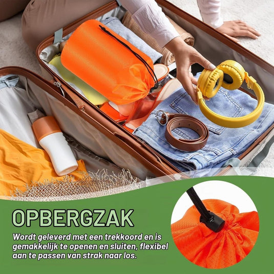 Waterdichte opbergzak 11 x 20 cm met trekkoord oranje – stuff sack – camping accessoires - happygetfit.com