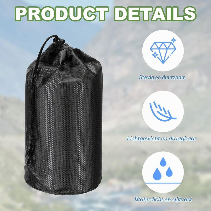 Laden Sie das Bild in Galerie -Viewer, Waterdichte opbergzak 11 x 20 cm met trekkoord oranje – stuff sack – camping accessoires - happygetfit.com

