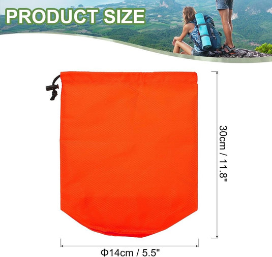 Waterdichte opbergzak 11 x 20 cm met trekkoord oranje – stuff sack – camping accessoires - happygetfit.com