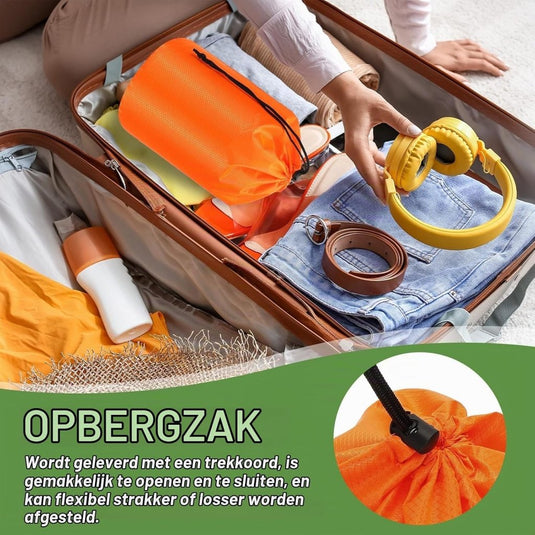 Waterdichte opbergzak 11 x 20 cm met trekkoord oranje – stuff sack – camping accessoires - happygetfit.com