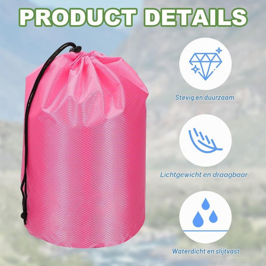 Waterdichte opbergzak 11 x 20 cm met trekkoord oranje – stuff sack – camping accessoires - happygetfit.com
