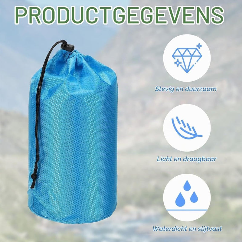 Laden Sie das Bild in Galerie -Viewer, Waterdichte opbergzak 11 x 20 cm met trekkoord oranje – stuff sack – camping accessoires - happygetfit.com
