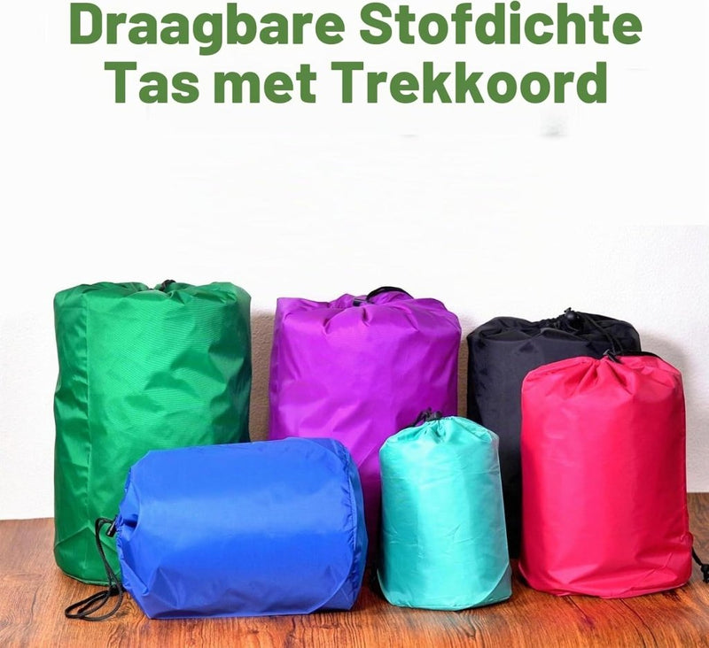 Laden Sie das Bild in Galerie -Viewer, Waterdichte opbergzak 16 x 32 cm met trekkoord zwart – stuff sack – camping accessoires - happygetfit.com
