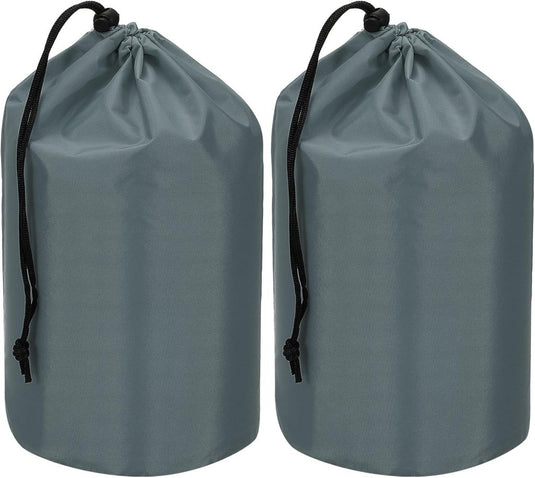 Waterdichte opbergzakken 2 stuks 13 x 25 cm met trekkoord donkergrijs – stuff sacks – camping accessoires - happygetfit.com