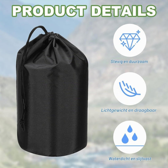Waterdichte opbergzakken 2 stuks 13 x 25 cm met trekkoord donkergrijs – stuff sacks – camping accessoires - happygetfit.com